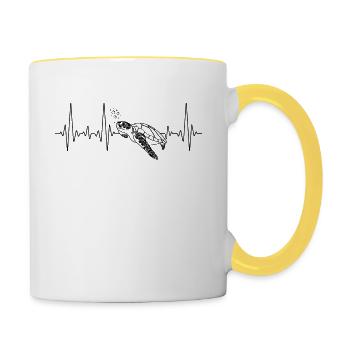 Sea Turtle Tortoise Heartbeat - Tasse zweifarbig - Weiß/Gelb - Rechts