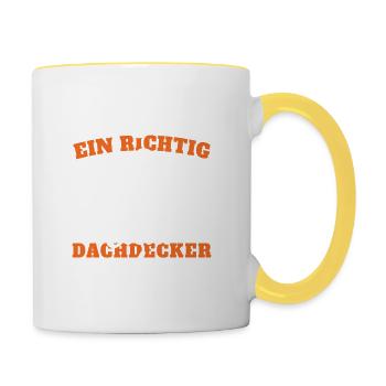 Dachdecker Meister Geschenk - Tasse zweifarbig - Weiß/Gelb - Rechts