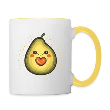 Avocat Mignon Drôle de coeur Mamacado Mama Enceinte - Mug contrasté - blanc/jaune - Droite