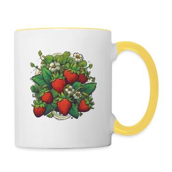 Erdbeeren Obst Beeren Festival Fruitarian Farm - Tasse zweifarbig - Weiß/Gelb - Rechts