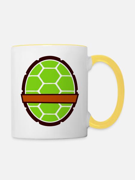 Schildkrötenpanzer - Tasse zweifarbig - Weiß/Gelb