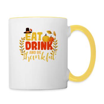 Manger, boire et être reconnaissant pour la luxure de Thanksgiving - Mug contrasté - blanc/jaune - Droite
