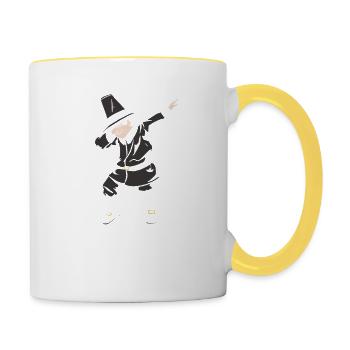 Dabbing Pilgrim Pumpkin Thanksgiving Day Funny Dab - Mug contrasté - blanc/jaune - Droite