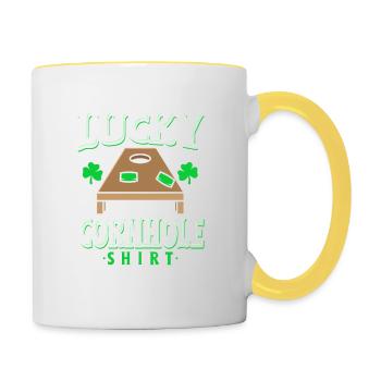 Lucky Cornhole Shirt - Contrasting Mug - white/yellow - Right