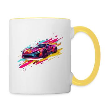 Luxury Car Racer Sport Lover Supercar Turbo - Mug contrasté - blanc/jaune - Droite