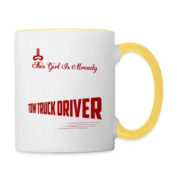 Accroché par un conducteur de dépanneuse Smokin' Hot Trucking - Mug contrasté - blanc/jaune - Droite
