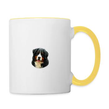 Vorsicht - Bissiges Frauchen - Berner Sennenhund - Tasse zweifarbig - Weiß/Gelb - Rechts