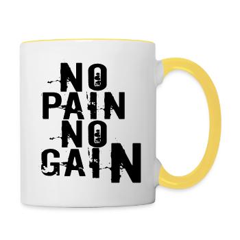 No pain non gain - Mug contrasté - blanc/jaune - Droite