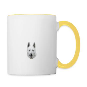 Endlich stolzer Papa - Weißer Schäferhund - Tasse zweifarbig - Weiß/Gelb - Rechts