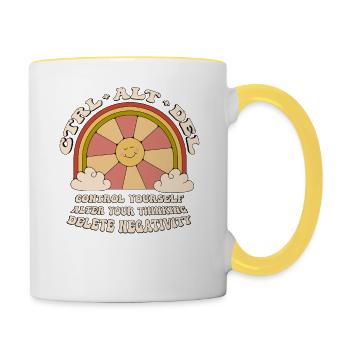 Ctrl Alt Del Vintage Groovy Motivational Geek - Contrasting Mug - white/yellow - Right