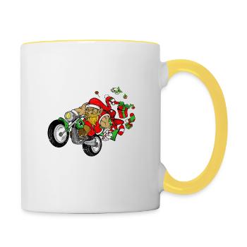 Oh, what fun it is, funny Santa Claus - Contrasting Mug - white/yellow - Right