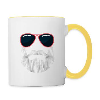 Hipster Santa Claus Beard Funny Cool Suns - Contrasting Mug - white/yellow - Right