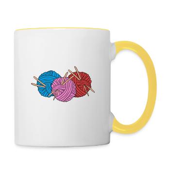 Why Do I Crochet Uhh Why Do You Breath - Contrasting Mug - white/yellow - Right