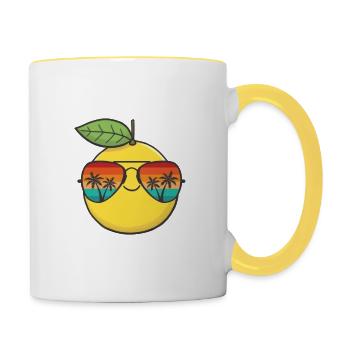 Lemon Funny Cute Lemon Summer Citrus Fruit Lovers - Contrasting Mug - white/yellow - Right