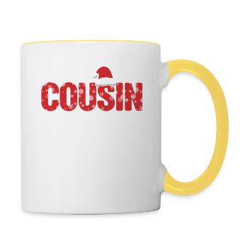 Cousin Crew Santa Christmas Family Matching - Contrasting Mug - white/yellow - Right