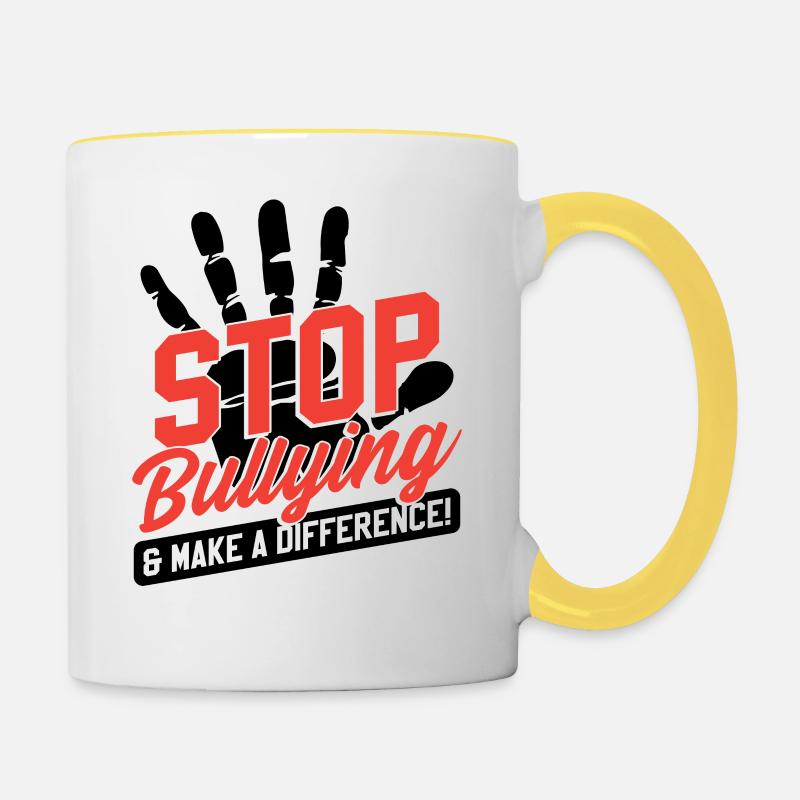 Mois de la sensibilisation à la lutte contre l’intimidation - Mug contrasté - blanc/jaune