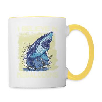 I believe in megalodons - Tasse zweifarbig - Weiß/Gelb - Rechts