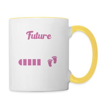 Future maman 2024 chargement en cours - Mug contrasté - blanc/jaune - Droite