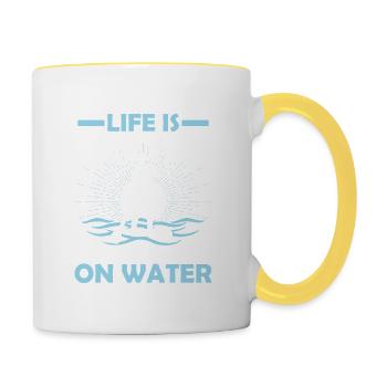La vie est meilleure debout sur l’eau Stand Up Paddle - Mug contrasté - blanc/jaune - Droite