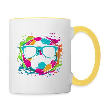 Joueur de football Cool Athlète Sports Jeu de football - Mug contrasté - blanc/jaune - Droite