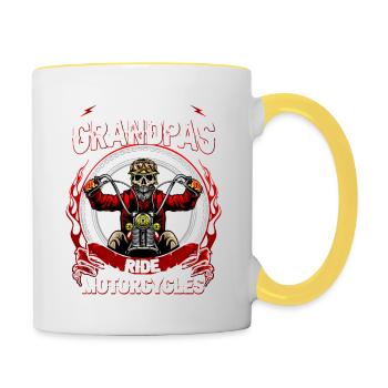 Cool Opa Biker - Tasse zweifarbig - Weiß/Gelb - Rechts