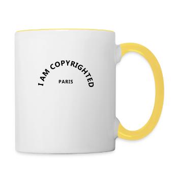 I Am Copyrighted Shirt Designer Trendy Statement - Contrasting Mug - white/yellow - Right
