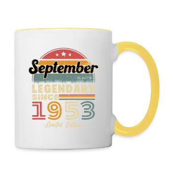 Vintage Nées En Septembre 1953 Cadeau - Mug contrasté - blanc/jaune - Droite