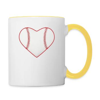 Baseball Heart Valentine's Day Cute Sports Player - Contrasting Mug - white/yellow - Right