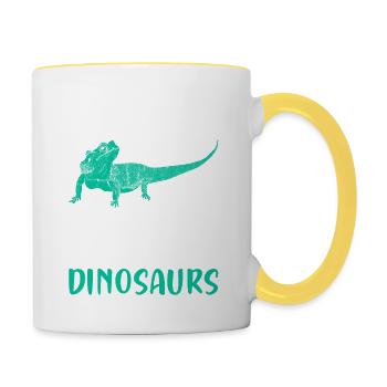 Eh bien c’est mignon j’élève de minuscules dinosaures lézard lov - Mug contrasté - blanc/jaune - Droite