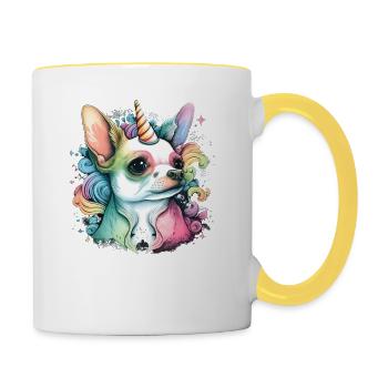 Chihuahua | Colourful Rainbow LGBTQ Unicorn - Contrasting Mug - white/yellow - Right