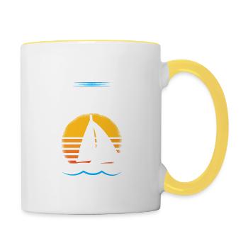 Voilier Je veux juste partir et aller faire du bateau - Mug contrasté - blanc/jaune - Droite