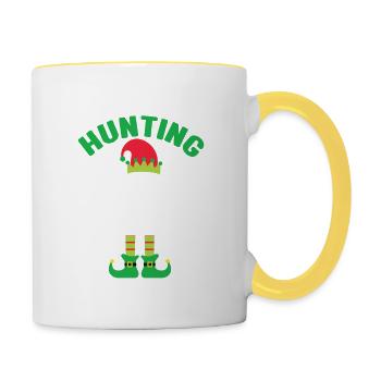 Le groupe d’elfes chasseurs Jumelage Noël familial - Mug contrasté - blanc/jaune - Droite