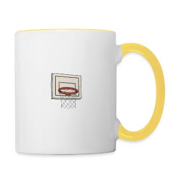 Lustige über den Hügel Basketball Geburtstagswitze Wortspiel - Tasse zweifarbig - Weiß/Gelb - Rechts
