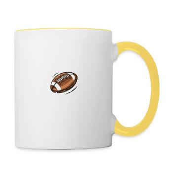 Lustig über den Hügel Lustiger Fußballspieler im Ruhestand - Tasse zweifarbig - Weiß/Gelb - Rechts