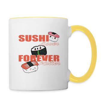 Forever sushi roller Aisan food lover - Contrasting Mug - white/yellow - Right