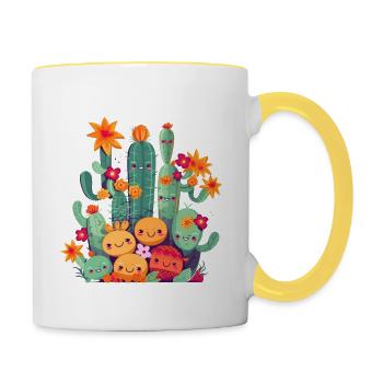 Cactus Florist Cute Desert Succulent Lover Plant - Contrasting Mug - white/yellow - Right