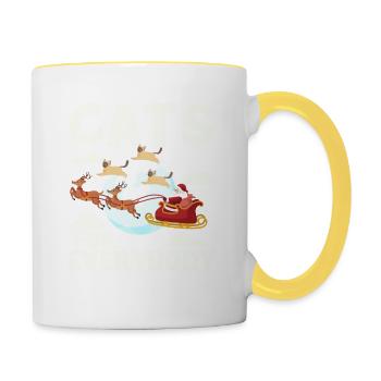Katzen für alle Weihnachten Katze lustig Weihnacht - Tasse zweifarbig - Weiß/Gelb - Rechts
