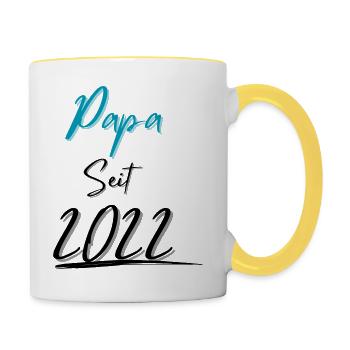 Papa seit 2022 - Tasse zweifarbig - Weiß/Gelb - Rechts