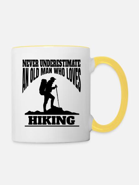 Wandern Bergwanderer Bergwandern Wanderung - Tasse zweifarbig - Weiß/Gelb