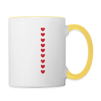 Valentinstag Amerikanische Flagge Rote Herzen US - Tasse zweifarbig - Weiß/Gelb - Rechts