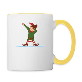 Christmas Dabbing Elf Squad Xmas Family - Contrasting Mug - white/yellow - Right