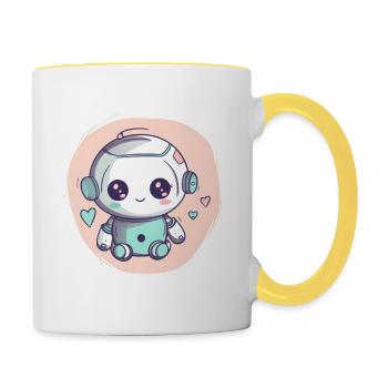 Girl Baby Robot Cute Aesthetic Future Engineer - Contrasting Mug - white/yellow - Right