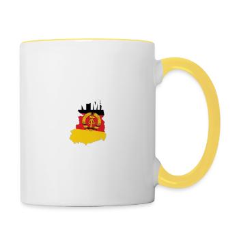 Ossi Geschenk Männer Frauen Ostdeutschland NVA Ost - Tasse zweifarbig - Weiß/Gelb - Rechts
