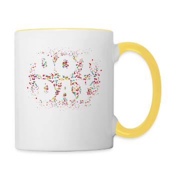 Alles Gute zum Internationalen Dot Day 2023 - Tasse zweifarbig - Weiß/Gelb - Rechts