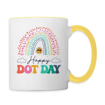 Happy Dot Day Colorful Rainbow Girls Boys Youth - Contrasting Mug - white/yellow - Right