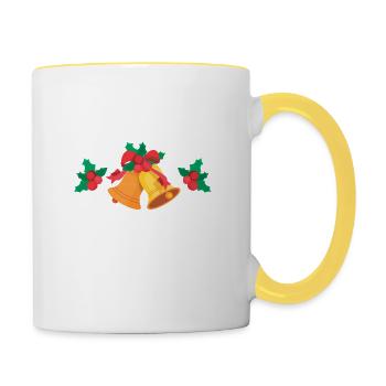 Wenn Sie Jingle My Bells Je te donnerai un blanc - Mug contrasté - blanc/jaune - Droite