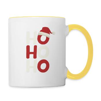 Ho Ho Ho Chapeau de Père Noël Vacances de Noël - Mug contrasté - blanc/jaune - Droite