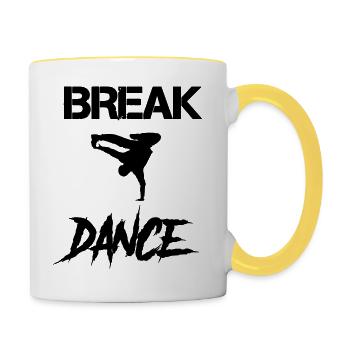 break dance - Tasse zweifarbig - Weiß/Gelb - Rechts