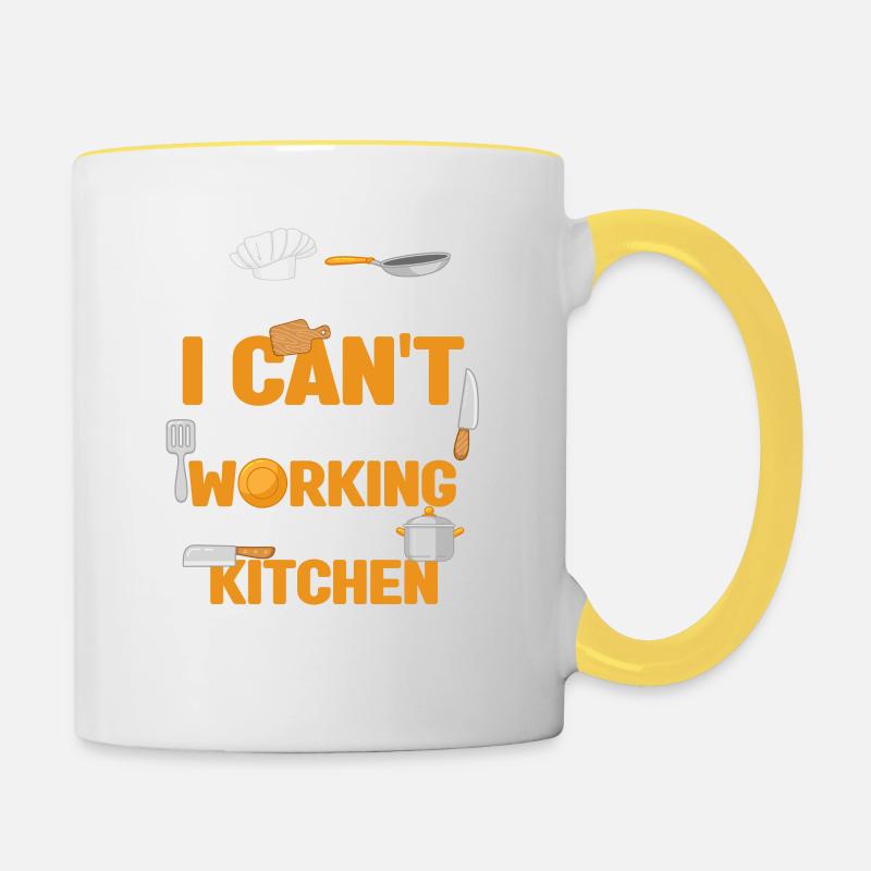 Tut mir leid, dass ich nicht kann, ich bin damit - Tasse zweifarbig - Weiß/Gelb