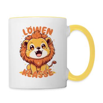 Süßes Löwenklasse Grundschule Klassentier - Tasse zweifarbig - Weiß/Gelb - Rechts